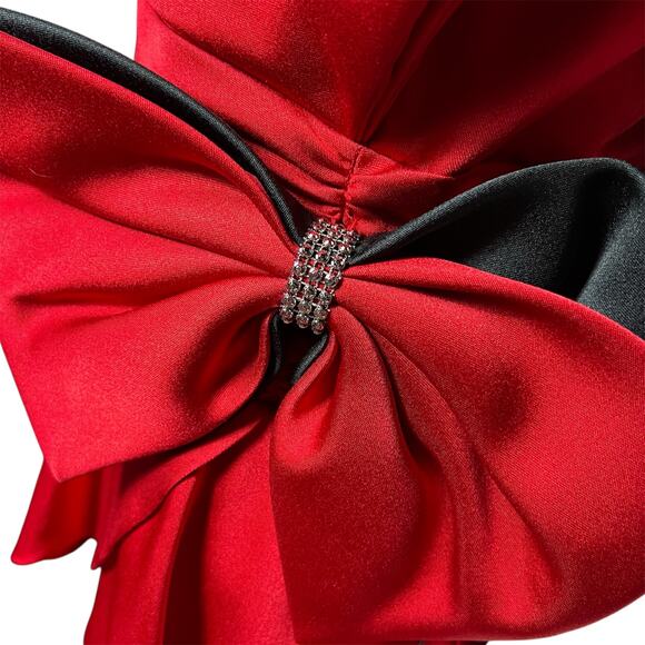 Vintage JCPenney Red Peplum Top Rhinestone Bow Detail Size 11 12 - Picture 5 of 16